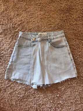 Light Blue Denim Women’s Skort - Casual High-Waist Style